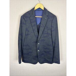 Sondergaard Copenhagen Slim Fit Blazer 40L Blue Camo Stretch Sport Coat